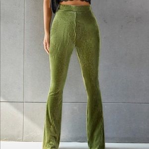Solid Flare Leg Velvet Pants